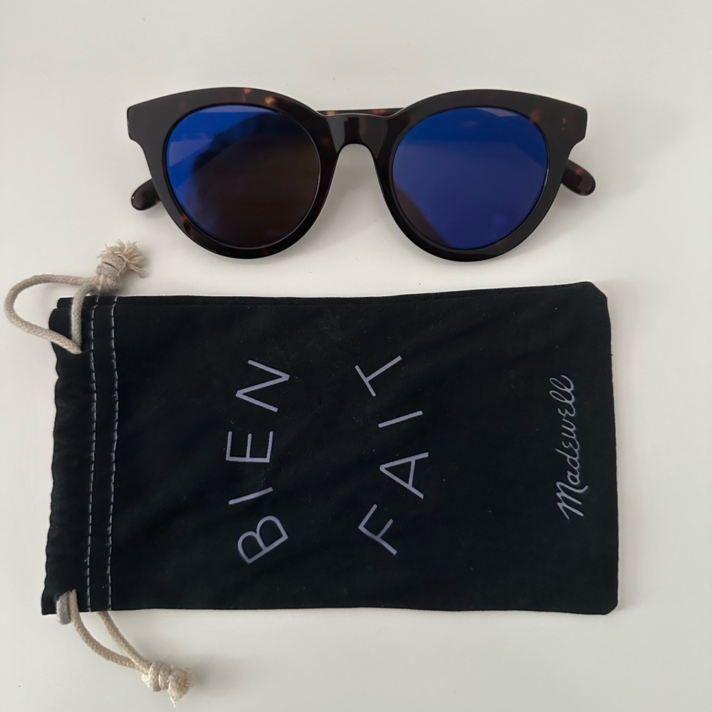 Madewell Tortoise Frame Sunglasses with Blue Lenses